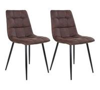 STRIB - Lot de 2 Chaises Tissu Marron Foncé et Piétement Acier - Altobuy Marron G