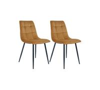 STRIB - Lot de 2 Chaises Velours Jaune et Piétement Acier -
