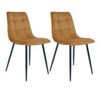 STRIB - Lot de 2 Chaises Velours Jaune et Piétement Acier -