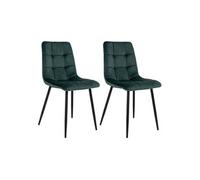 STRIB - Lot de 2 Chaises Velours Vert Foncé et Piétement Acier -