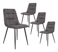 STRIB - Lot de 4 Chaises Tissu Gris Foncé et Piétement Acier - Altobuy Gris G