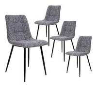 STRIB - Lot de 4 Chaises Tissu Gris Tacheté et Piétement Acier - Altobuy Gris G