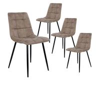 STRIB - Lot de 4 Chaises Tissu Marron et Piétement Acier - Altobuy Marron G