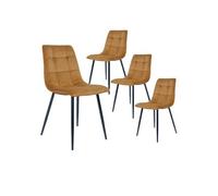 STRIB - Lot de 4 Chaises Velours Jaune et Piétement Acier -