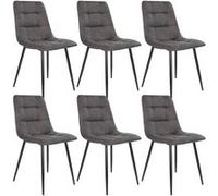 STRIB - Lot de 6 Chaises Tissu Gris Foncé et Piétement Acier - Altobuy Gris G