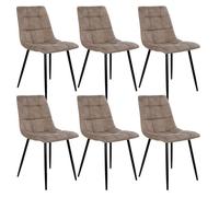 STRIB - Lot de 6 Chaises Tissu Marron et Piétement Acier