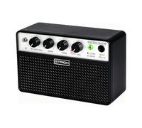STRICH 2 x 5 W Mini Amplificateur de Guitare - Amplificateur de Pratique pour Guitare Électrique Portable et Rechargeable avec Canaux Net et Distorsion, Sortie Casque 1/8 pour Débuteurs, Noir
