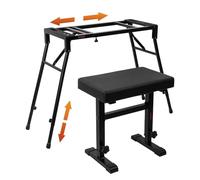 STRICH Ensemble support et banc de piano pliable, support de piano numérique portable pour piano électrique de 54 à 88 touches et banc de piano réglable, chaise noire