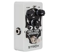 STRICH GREY TUBE Pédale de distorsion pour guitare 3 modes avec Fat, Boost, Normal, True Bypass, Classic Crunch 80s Metal/Nu Metal pour guitare électrique, blanc