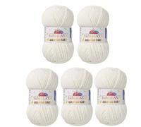 Strickfein Himalaya Dolphin - Super Bulky (6) - Pelote de laine à tricoter pour bébé - 100 g - 120 m - Aiguille 6,5 mm - 5 x 100 g (blanc naturel)