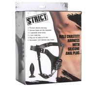 Strict - cage de chasteté homme avec plug anal - noir