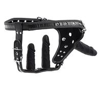 Strict Harnais double pénétration avec sangle | 3 godes amovibles pour pénétration, anal et vagin | Fabriqué en silicone de qualité supérieure | Doublure intérieure douce et harnais entièrement