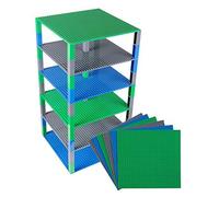 Strictly Briks Classic Baseplates 10 X 10 Brik Tower 100 Compatible With All Major Brands Building Bricks For Towers, Shelves And More 6 Baseplates && 50 Stackers In Blue Green && Gray