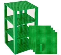 Strictly Briks Lot de 4 plaques de Base - avec Briques Stackers 2x2 améliorées - de qualité - pour Construire Une Tour - Compatible avec Les Plus Grande Marques - 15,4 x 15,4 cm - Vert