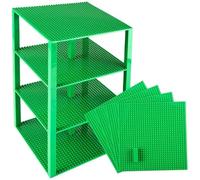 Strictly Briks Lot de 4 plaques de Base - avec Stackers 2x2 améliorées - de qualité - pour Construire Une Tour - Compatible avec Les Plus Grande Marques - 25,4 x 25,4 cm - Vert