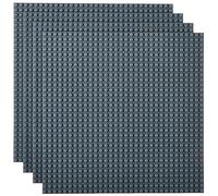Strictly Briks - Lot de 4 plaques de Base Classiques - pour Jeux de Construction - Compatible avec Toutes Les Grandes Marques - 25,4 x 25,4 cm - Gris