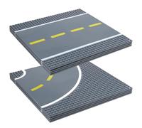 Strictly Briks - Lot de 8 plaques de Base - 4 Droites/4 recourbées - pour Construire des Routes/Villages/parkings - Compatible avec Toutes Les Grandes Marques - 25,4 x 25,4 cm