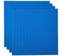Strictly Briks - Plaques de Base Classiques pour Jeux de Construction - Compatible avec Toutes Les Grandes Marques/Dessous Lisse - 25,4 x 25,4 cm - 4 plaques de Base Bleues