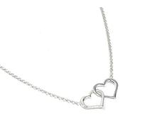 Strictly Gifts Collier pour femme en argent sterling avec deux cœurs ouverts entrelacés 46 cm, idéal pour les filles, maman, grand-mère, sœur, amie, petite amie, épouse