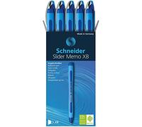 Stride 150203 Schneider Slider Memo Xb Stylo à bille, 1,4 mm, encre bleue, corps bleu, 10/boîte