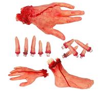 Striegro Parties du Corps d'halloween 5PCS / Set Mains et Pieds sanglants Doigts coupés Parties du Corps Accessoires d'halloween effrayants pour Les décorations de Maison hantée ..