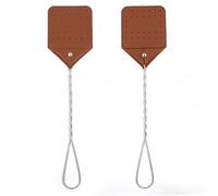 Striegro Tapette à Mouche Robuste, Paquet de 2 tapettes à Mouches Robustes en Cuir - Surface en PU avec poignée en Acier de 17, 24 Pouces pour Le contrôle intérieur et extérieur...