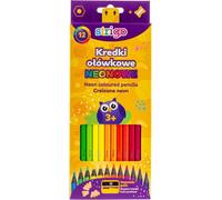 Strigo neon crayons de couleur 12 couleurs dans un emballage hexagonal élégant avec taille-crayon - découvrez le monde des couleurs et créez des œuvres d'art uniques !