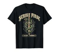 Strike First T-Shirt de Tatouage Vintage Serpent et Poignard T-Shirt Graphique avec Valeur