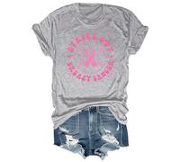 Strike Out Cancer Shirt Pink Breast Cancer Shirt Baseball Shirt Graphic Tees Crew & V-Neck, gris, L