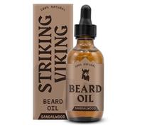 Striking Viking Huile à barbe au bois de santal pour homme - Parfum bois de santal - Soin naturel hydratant et adoucissant de la barbe à l'argan, au jojoba, à l'amande et à l'arbre à thé - Formule non