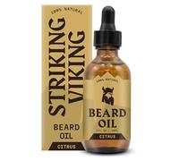 Striking Viking Huile pour barbe pour hommes - Après-shampooing naturel à base d'huile d'amande, d'arbre à thé, d'argan et de jojoba pour favoriser la pousse 60 ml, Pack of 1 - Agrumes