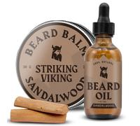 Striking Viking Set Huile Et Baume À Barbe - 30 ml Chacun, Santal | Soin Sans Rinçage Double Usage - Discipline, Coiffe, Adoucit Et Hydrate Aussi La Moustache