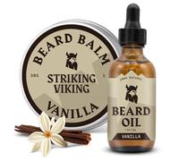 Striking Viking Set Huile Et Baume À Barbe - 30 ml Chacun, Vanille | Soin Sans Rinçage Double Usage - Discipline, Coiffe, Adoucit Et Hydrate Aussi La Moustache