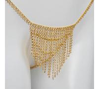 String à chaîne et Franges diamantées pour Femme, Style boîte de Nuit, doré