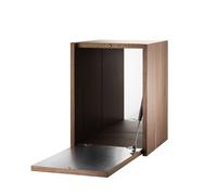 String Armoire à schnaps String noyer. porte intérieure en acier inoxydable. dos en verre miroir