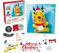 String Art Craft Kit de bricolage de Noël pour enfants | Joyeux Noël, Père Noël, élan, multicolore, guirlande lumineuse LED, art - Décoration de table, kit de bricolage, guirlande lumineuse USB