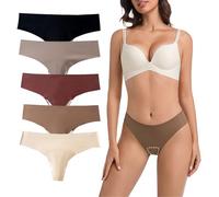 String Camel Toe pour Femmes String de Sport Invisible Sans Coutures, Évacuant L'humidité Culotte Couvrante, 5 Pièces(XS)