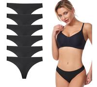 String Coton Femme Invisible Tanga Lot de 6, Taille Basse String sans Couture Ajustement Confortable Culotte Femme pour Travail Loisirs Sports