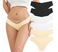 String Coton Femme Invisible Tanga Lot de 6, Taille Basse String sans Couture Ajustement Confortable Culotte Femme pour Travail Loisirs Sports