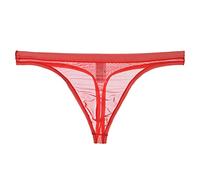 String couleur chair hommes string transparent pour hommes, maille fine, sous-vêtements femmes robe élégante 48, rouge, L