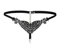 String Dentelle cœur, perlé, Transparent, Taille Basse, uni, Sexy#Z