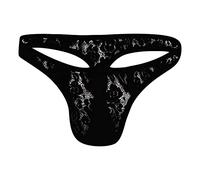 String en coton pour homme - String sexy en dentelle fine - Sous-vêtements pour homme - Slip érotique pour homme - String de sport - Taille basse - Sous-vêtements de sport basiques, Noir , 4XL
