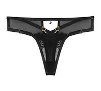 String en dentelle pour double ceinture taille basse culotte femme sous-vêtements femme lingerie string, Noir , L