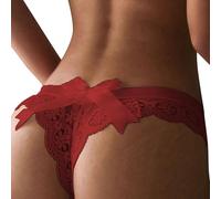 String en Dentelle pour Femme - Culotte Sexy Taille Moyenne en Dentelle - Lingerie Transparente - sous-Vêtement Respirant (FR/ES, Alpha/Lettres, M, Taille Normale, Taille Normale, Rouge)