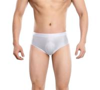 String en satin pour homme - Taille basse - Sous-vêtements de charme - String brillant - Grandes tailles - Sissy - Sous-vêtements pour hommes - Culotte, Blanc., M