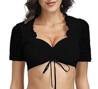 String Femme Sexy Chic, Chemisier Dirndl élégant pour Femme Chemisier Dirndl Noir Chemisier en Dentelle pour l'Oktoberfest