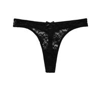 String Femme Sexy Chic Coton Sexy et intéressant Femmes String Filles sous-vêtements Mode Couleur Unie T Pantalon Dames Dentelle Couture Unde Calecon Femme sous Robe Shorty Femme Dentelle (Black, M)