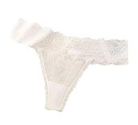 String Femme Sexy Chic Lace Ladies Solid Colour Breathable Ladies Underwear Culotte Italienne Bande Cuisse Anti Frottement (White, S)