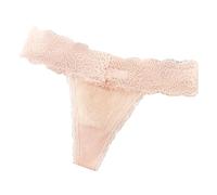 String Femme Sexy Chic Lace Ladies Solid Colour Breathable Ladies Underwear Culotte Italienne Bande Cuisse Anti Frottement (Beige, S)