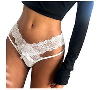 string femme sexy chic String Sexy de pute Femme Chic Hot G-String en Tanga Florale Dentelle Culotte Entrejambe en Slip Transparent Panties Strings et Tangas sous-Vêtements strings érotique Blanc